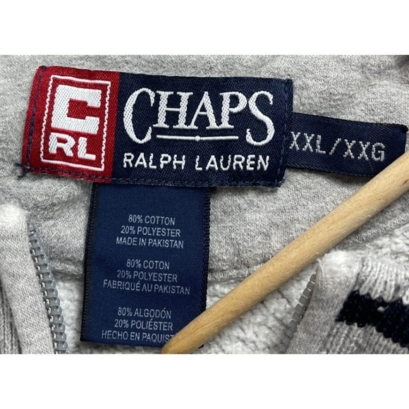 Chaps Ralph Lauren Mens XXL Gray 1/4 Zip Sweatshirt Pullover Crest Logo - Picture 3 of 7